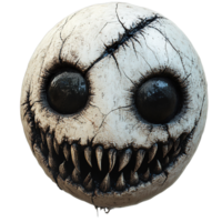 Creepy spherical face with large black eyes isolated png