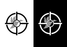 Two different logos for a crosshair and a bird vector