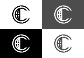 logo with the initials C and globe. vector