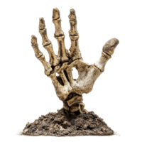 Ancient bony hand rising from dirt and soil isolated on transparent background png