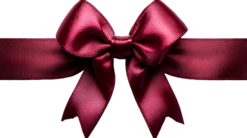 Red bow for gift wrapping , top view, flat lay design. Festive ribbon bow isolated on transparent background. Elegant and decorative red bow for presents, holiday gift wrapping, or crafts png