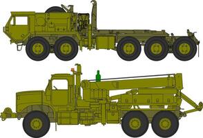 Two different types of military trucks on a white background vector