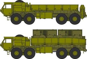 Two different types of military vehicles on a white background vector