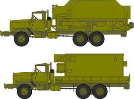 Two different types of military trucks on a white background vector