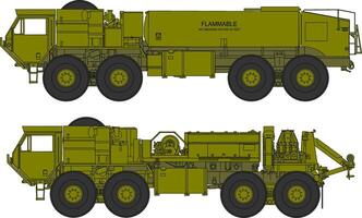Two different types of military vehicles are shown vector