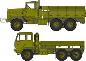 Two different types of military trucks on a white background vector
