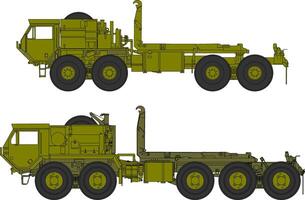 Two different types of military trucks on a white background vector