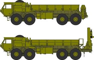 Two different types of military vehicles on a white background vector