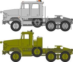 Two different types of trucks on a white background vector