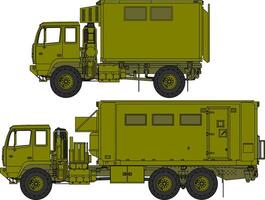 Two different types of military trucks are shown vector