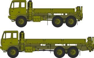Two different types of military trucks are shown vector