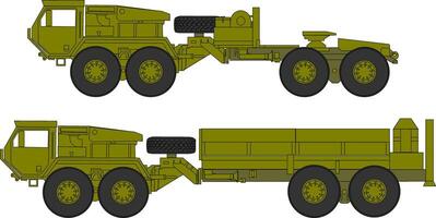 Two different types of military trucks on a white background vector