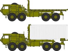 Two different types of military trucks on a white background vector