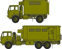 Two different types of military trucks are shown vector