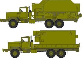 Two different types of military trucks are shown vector