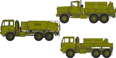 Three different types of military trucks are shown vector
