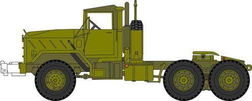 A military truck with large wheels and a large engine vector