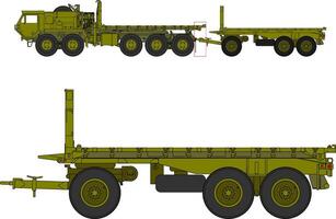 Two different types of military trucks are shown vector