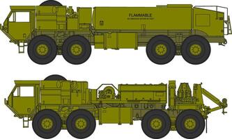 Two different types of military vehicles are shown vector