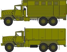Two different types of military trucks on a white background vector