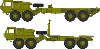 Two different types of military trucks are shown vector
