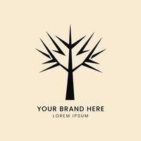 Stylized black tree logo with sharp, symmetrical branches extending outward. vector