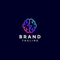 Simple Thunder Brain Line Logo Design. Initial Letter S In Brain Icon Outline Logo Design. vector