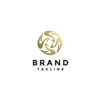 Four Rotating Minimalist Swans Logo Design. Four Elegant Golden Swans Logo Design. vector