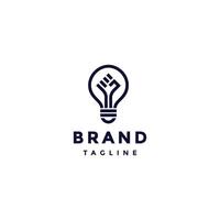 Simple Fist In A Light Bulb Logo Design. Simple Freedom Idea Symbol Line Logo Design. vector