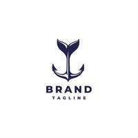 Bold Strong Whale Anchor Logo Design. Whale Tail With Anchor Tip Logo Design. vector