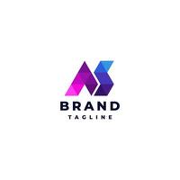 Colorful Letter AS Mosaic Logo Design. Colorful Pixel Triangle Letters A And S Logo Design. vector