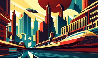 Abstract infographics on the theme of a futuristic cityscape and a new colony. vector