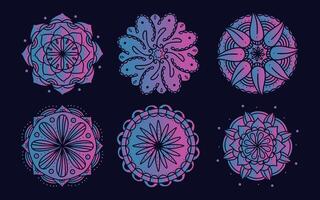 Mandala design set with vibrant gradient color vector