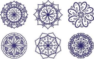 Mandala design geometric element set line art design for pattern card greeting vector