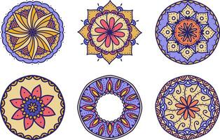 Mandala color design set element for pattern greeting diwali festival vector