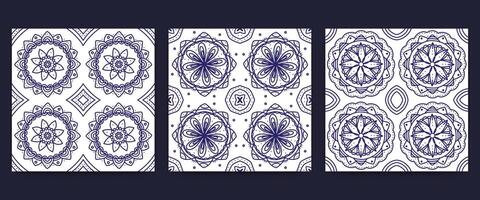 Mandala seamless pattern set geometric background tile design. vector
