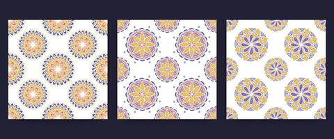 Mandala color seamless pattern set batik color pattern vector