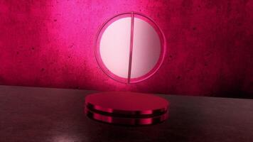 An empty room in animation. Motion.Red big button in empty space with red dim light. video