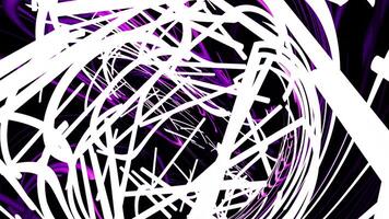 Flying through tangled tunnel of many different lines. Design. Flight inside bending corridor. video