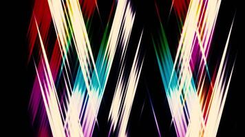 Abstract neon dashed colorful disco lines. Design. Led light lamps creating effect of spotlights in night club on a black background. video