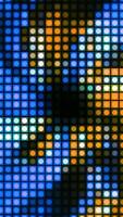 Pixel image of colorful spiral. Motion. Beautiful moving spiral of pixels. Colorful rotating spiral in retro style with pixels video