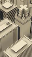 Abstract animation of 3d architectural scale model of big modern city center on white background. Animation. Simple 3D animation rendered in 4K video