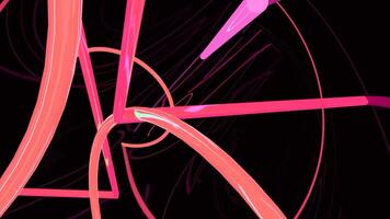 Abstract fractal forms morph and oscillate. Design. Tangled flying 3D lines on a black background. video