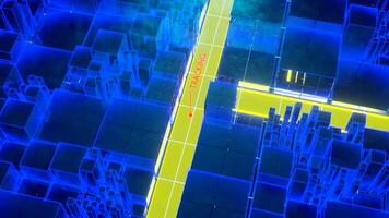 Futuristic digital city map layout with satellite GPS coordinate searching and target tracking. Design. Interface of the gps search system. video
