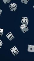 Lots of dice. Animation. Lots of moving and rotating game cubes in weightlessness on closed background. Concept of gambling. Probability of getting right combination of dice video