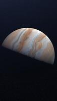 Abstract animation of beautiful planet Jupiter. Animation. Rotating largest planet of solar system Jupiter on background of stars. Beautiful atmosphere with stripes of planet Jupiter video