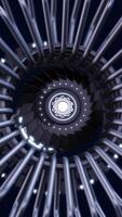 3D animation of details and technologies. Animation. Ultra future technology made of shiny steel for parts and body with neon lights. 3D graphics projecting technologies of future video