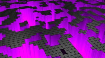 Pixel 3D surface in style of game. Design. 3D polygon with squares on surface with collapses. Pixel 3d polygon for computer game video