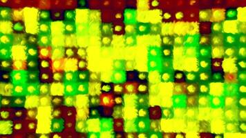 Colorful squares blink and pulse. Motion. Background of flashing squares and dots with blurry fluid effect. Acid background with flashing squares video