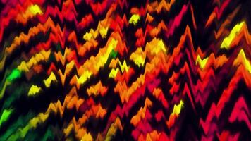 Background with colorful wavy lines flashing in motion. Motion. Moving waves of colorful ribbed lines on black background. Flashing colorful vibration lines video